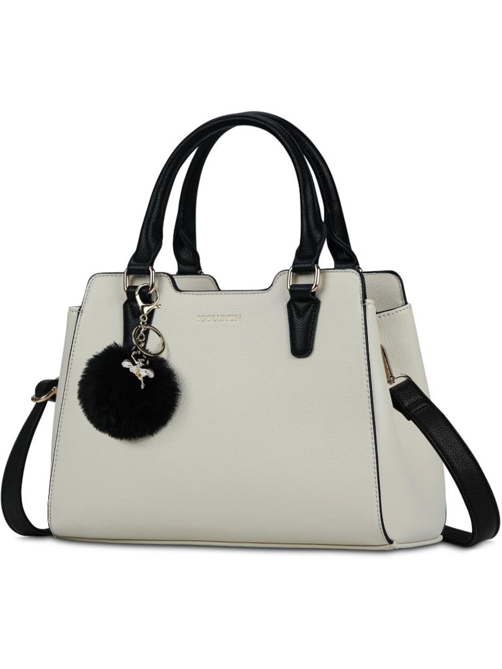 Women's Beige Leather Waterproof Crossbody Bag Top-Handle Tote Handbag Ladies